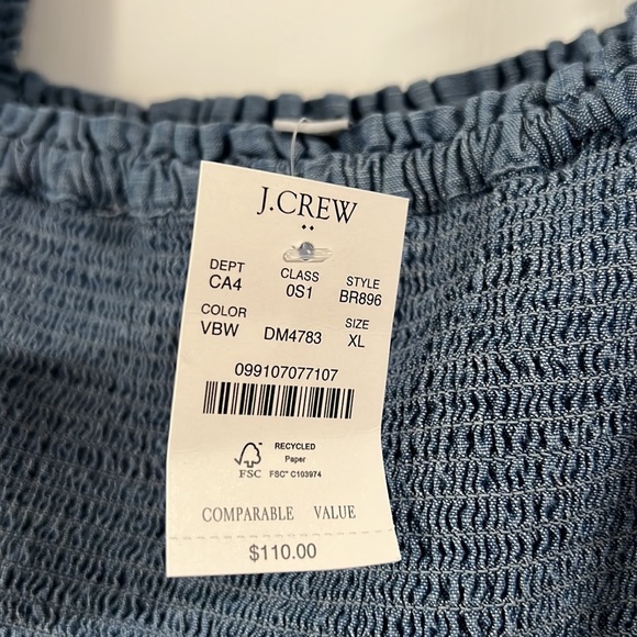 NWT J. Crew Factory Chambray Smocked Mini Dress - Picture 5 of 8